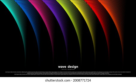 Resumen del fondo vectorial de la línea de onda colorida. Curva de línea diseño moderno para sus ideas, Banners, Placards, Posters. Plantilla vectorial Eps10.