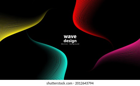 Resumen del fondo vectorial de la línea de onda colorida. Curva de línea diseño moderno para sus ideas, Banners, Placards, Posters. Plantilla vectorial Eps10.