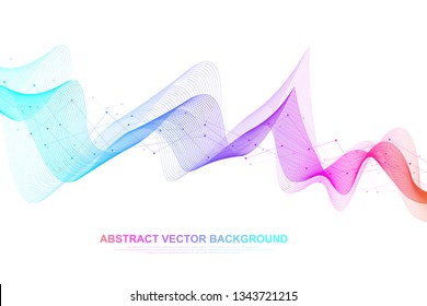 Abstract colorful wave lines background. Geometric template for your design brochure, flyer, report, website, banner. Vector illustration.