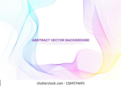 Abstract colorful wave lines background. Circular wireframe mesh element. Geometric template for your design brochure, flyer, report, website, banner. Vector illustration.