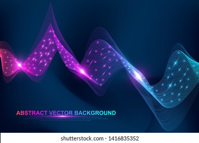 Abstract colorful wave lines background. Geometric template for your design brochure, flyer, report, website, banner. Vector illustration.