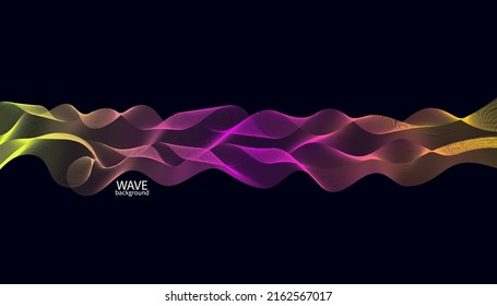 Abstract colorful wave lines background. Vector abstract colored line art. Bright poster with dynamic waves. Colorful banner template. Vector illustration.