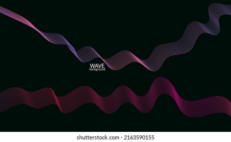 Abstract colorful wave lines background. Vector abstract colored line art. Bright poster with dynamic waves. Colorful banner template. Vector illustration.