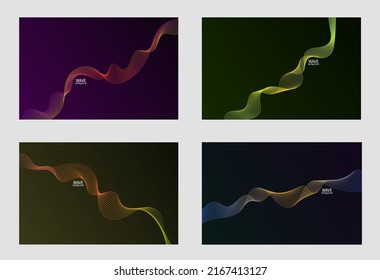 Abstract colorful wave lines background.
Big set. Vector abstract colored line art. Bright poster with dynamic waves. Colorful banner template. Vector illustration.