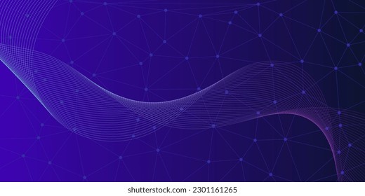 abstract colorful wave lines background with triangle shape pattern and molecular