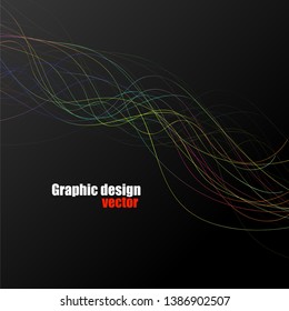 Abstract colorful wave of lines, curved stripes. Vector