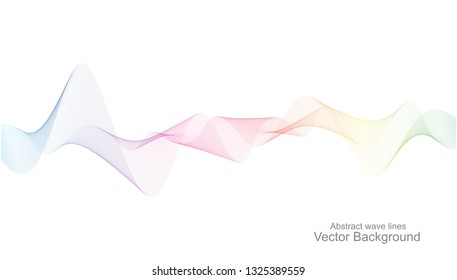 Abstract colorful wave lines flowing isolated on white background for vector design elements in concept of sound, music, technology, science. - Vector