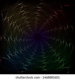 Abstract colorful wave lines flowing isolated on black background for vector design elements