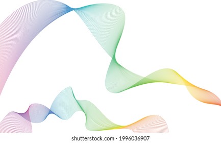 Abstract colorful wave lines flowing isolated on white background