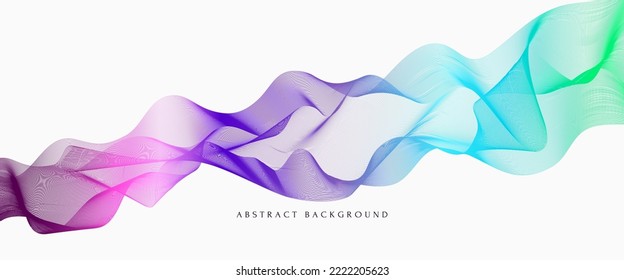 Abstract colorful wave lines flowing stripes design. Illustration of soft curvy shapes blended mesh isolated on white background. Decorative dynamic vector backdrop for wallpaper, cover, wrapper