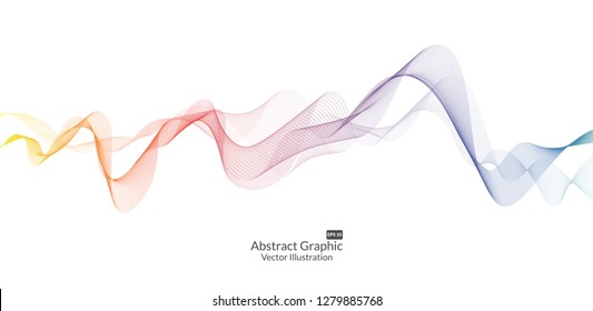 Abstract colorful wave lines isolated on white background for elements in concept business presentation, Brochure, Flyer, Science, Technology. Vector illustration