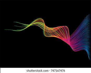 Abstract colorful wave lines isolated on black background. For vector design elements in concept technology, science, creative, music. 