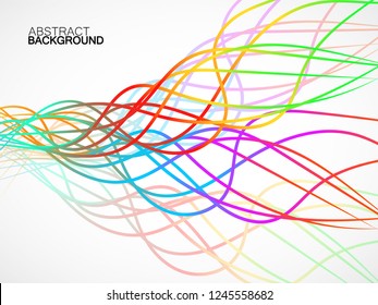 Abstract colorful wave of lines, multicolored waves background. Vector