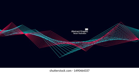 Abstract colorful wave lines on black background for elements in concept business presentation, Brochure, Flyer, Science, Technology. Vector illustration