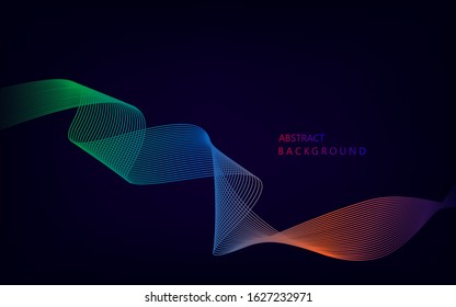 Abstract colorful wave lines on black background for elements in concept business presentation, Brochure, Flyer, Science, Technology. Vector illustration