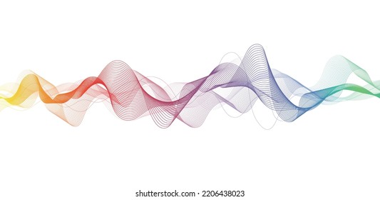 Abstract colorful wave lines on white background for elements in concept business presentation, Brochure, Flyer, Science, Technology. Vector illustration