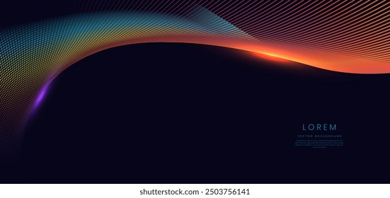 Abstract colorful wave lines on dark blue background. You can use for ad, poster, template, business presentation. Vector illustration