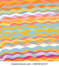 líneas de onda coloridas abstractas, patrón geométrico vectorial, curva ondulada con línea de estilo de doodles, fondo de ilustración, ondas geométricas rayadas.