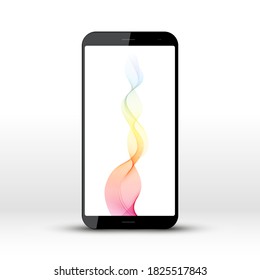 Abstract Colorful Wave on Mobile Phone Screen - Vector