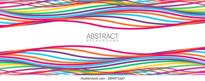 Abstract colorful wave on white background. Rainbow & Spectrum waved fluid lines. Vector illustration.