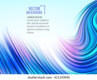Abstract colorful wave on white background. Shiny bright curves background. Vector eps10.
