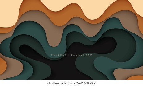 Abstrato onda colorida papel corte vetor projeto de fundo