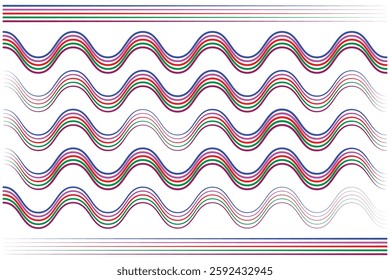 Abstract Colorful Wave Pattern on White Background.