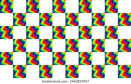 abstract colorful wave square block background, Multi layers color. Carving art. Cover layout material design template. Abstract realistic decoration texture, LGBTIQQ plus, checkerboard chess patter