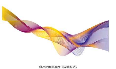 abstract colorful waved lines background, vector line art
