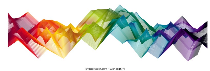 abstract colorful waved lines background, vector line art