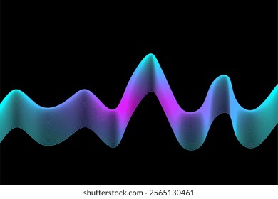 Abstract Colorful Waveform Lines on Black Background with Gradient Effect. abstract equalizer  music soundwave .