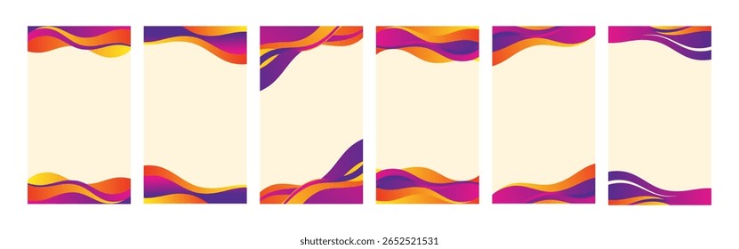 Diseño abstracto de ondas de fondo, encabezado y pie de página de colores