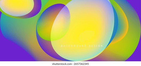 Abstract colorful waves blend, creating vibrant fluid shapes. Smooth gradients offer dynamic visual experience. Background design elements present.