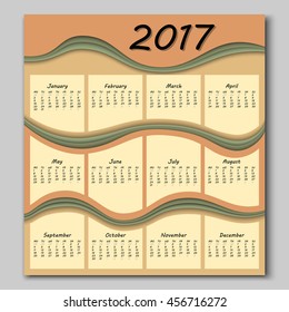 abstract colorful waves calendar 2017 year begins with monday