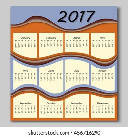 abstract colorful waves calendar 2017 year begins with monday
