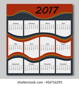 abstract colorful waves calendar 2017 year begins with monday