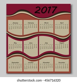 abstract colorful waves calendar 2017 year begins with monday