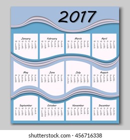 abstract colorful waves calendar 2017 year begins with monday