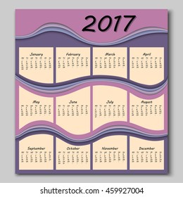 abstract colorful waves calendar 2017 year begins with monday