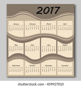 abstract colorful waves calendar 2017 year begins with monday