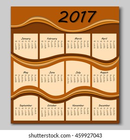 abstract colorful waves calendar 2017 year begins with monday
