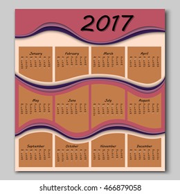 abstract colorful waves calendar 2017 year begins with monday