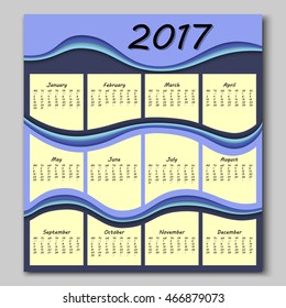 abstract colorful waves calendar 2017 year begins with monday