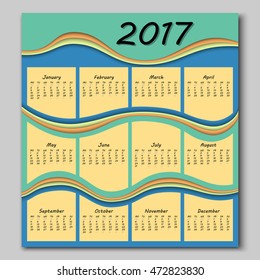 abstract colorful waves calendar 2017 year begins with monday