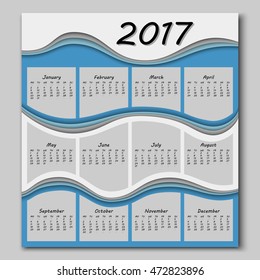 abstract colorful waves calendar 2017 year begins with monday