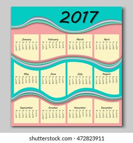 abstract colorful waves calendar 2017 year begins with monday