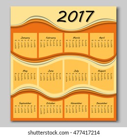 abstract colorful waves calendar 2017 year begins with monday