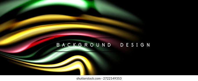 Abstractas olas de colores, flujo dinámico, diseño moderno. El fondo negro enfatiza los tonos vibrantes, creando un impacto visual.
