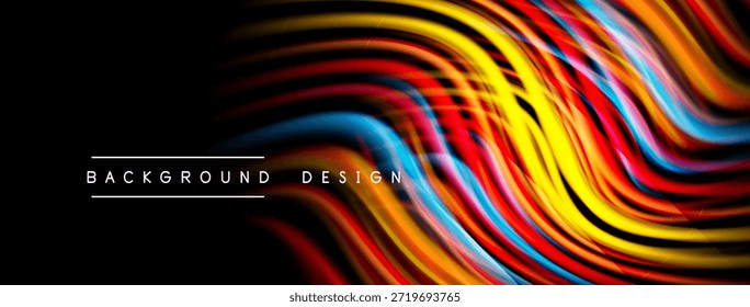 Abstrato ondas coloridas, linhas dinâmicas. Matizes brilhantes se misturam, criando movimentos fluidos. Elemento de design de fundo, estética moderna.