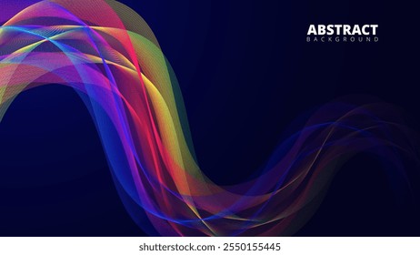 Abstractas olas de colores que fluyen de fondo oscuro. adecuado para el Diseño web, el arte digital y los proyectos gráficos modernos.